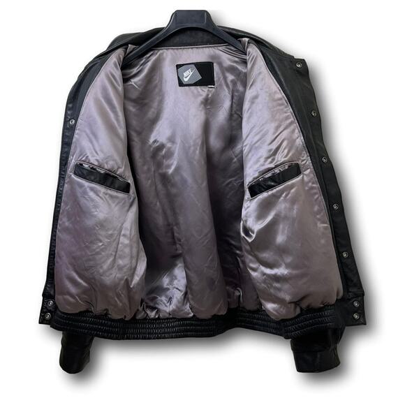 Collectible Vintage Nike Big Swoosh Varisty Leather Bomber Jacket – Size XXL - Picture 4 of 16